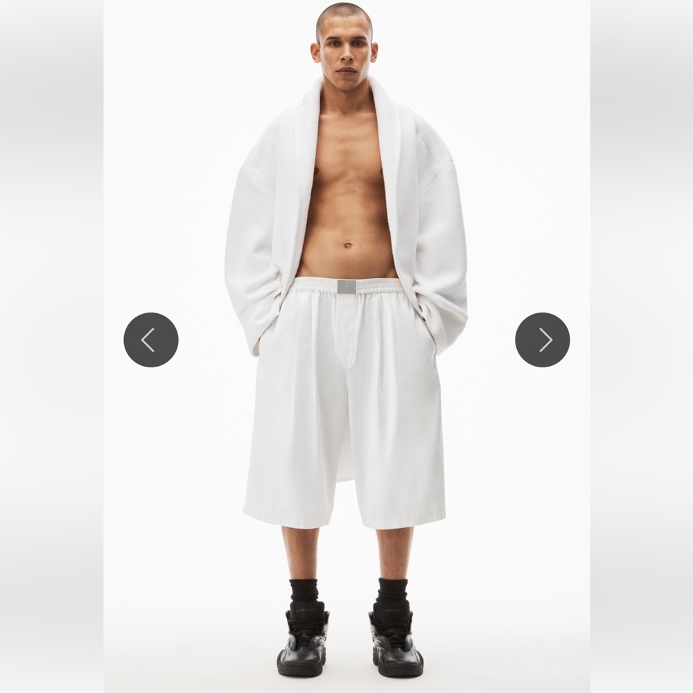 Alexander Wang EXTRA LONG BOXERS IN COTTON SHIRTING IN WHITE